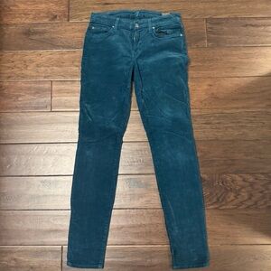 2/40 7 For All Mankind Teal Skinny Corduroy Jeans - Women’s 27